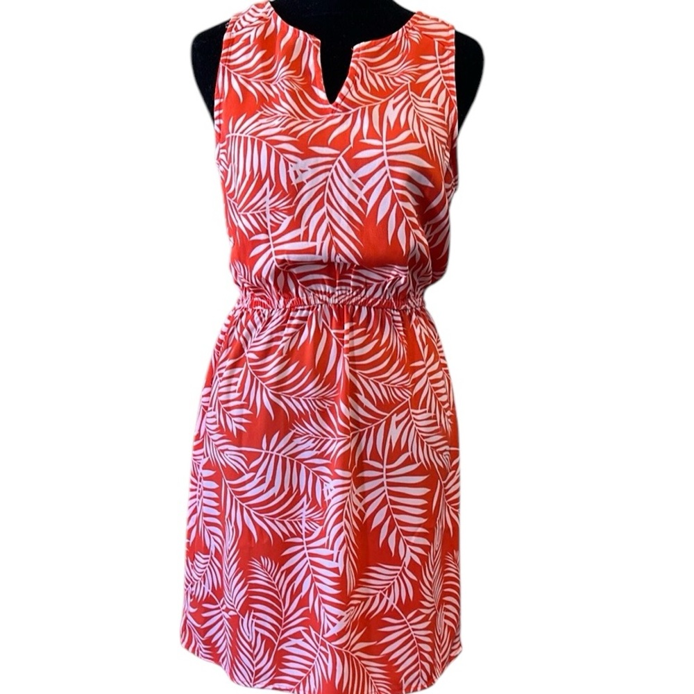 41 Hawthorn Orange and White Leaf Print Dress